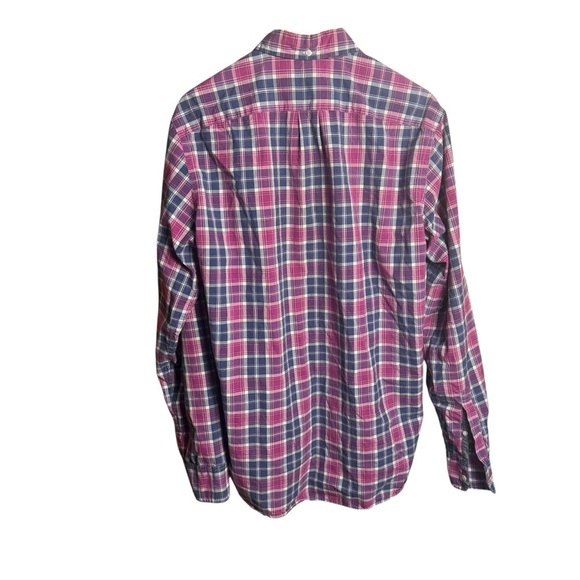 J Crew Shirt Mens L Tall Blue Pink Tartan Plaid Long Sleeve Button Down Casual - Picture 5 of 10